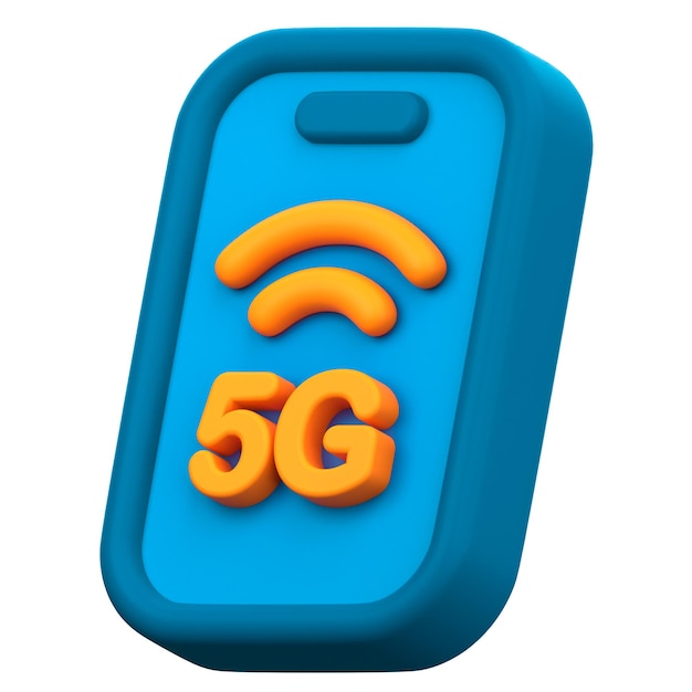 Icono 3D móvil de la red 5G