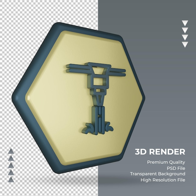 Icono 3d muestra de fábrica de láser renderizado vista izquierda