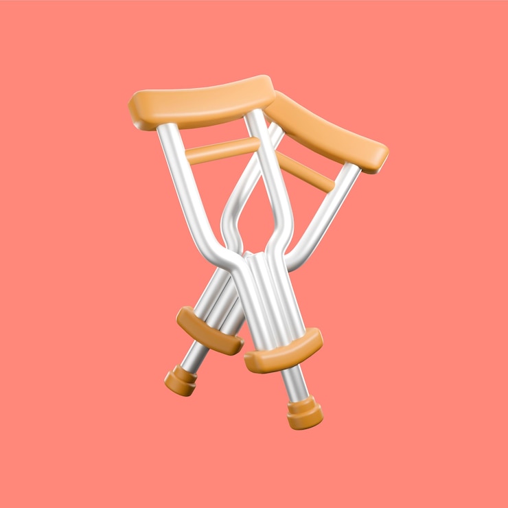 PSD un icono 3d con muletas de metal