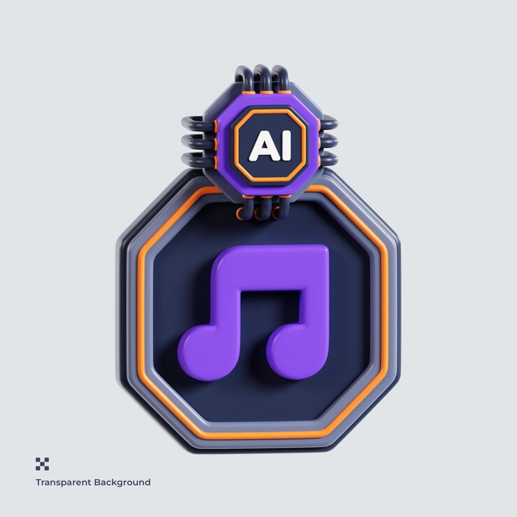 PSD icono 3d de música ai