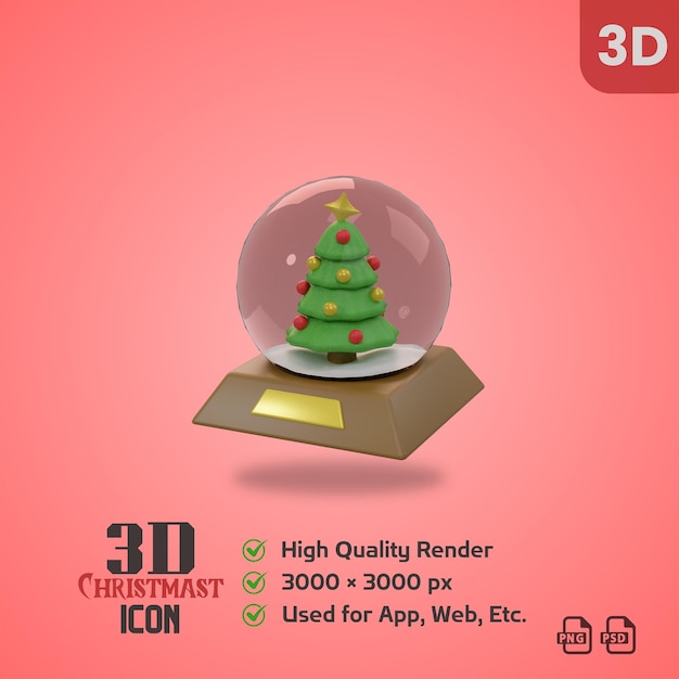 PSD icono 3d de navidad