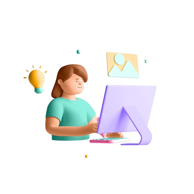 Ícono 3D NFT Artista digital Mujer