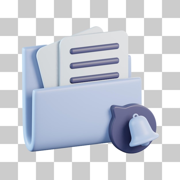 PSD icono 3d de notificación de carpeta