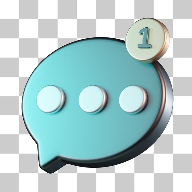 Icono 3D de notificación de chat