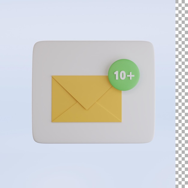 Icono 3d de notificación de correo electrónico