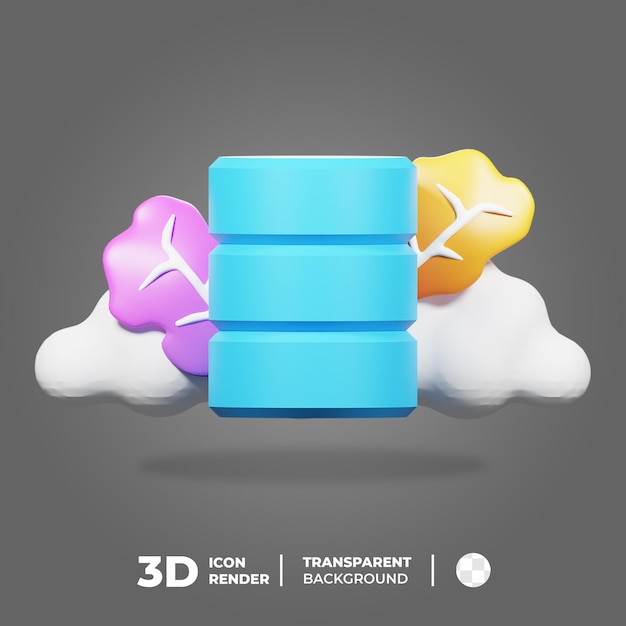 Icono 3d de nube de base de datos