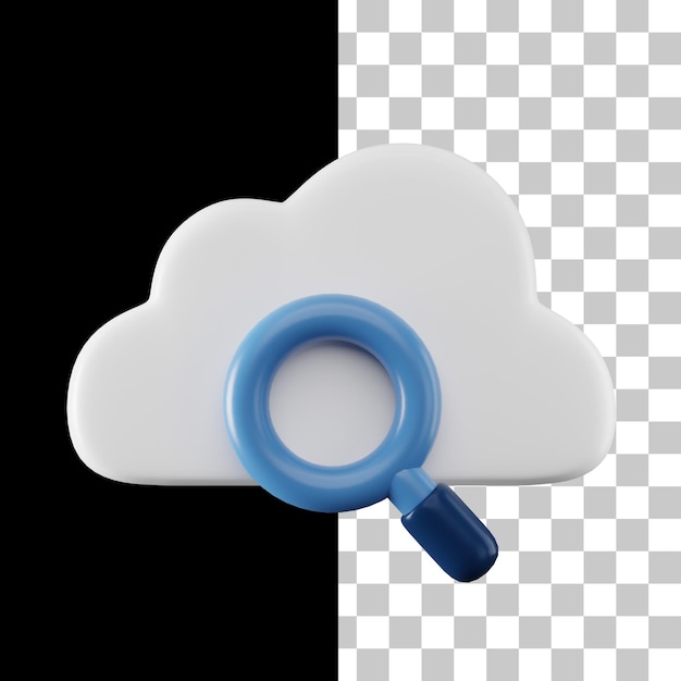 Icono 3d de la nube de búsqueda