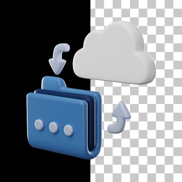 PSD icono 3d de la nube de carpetas