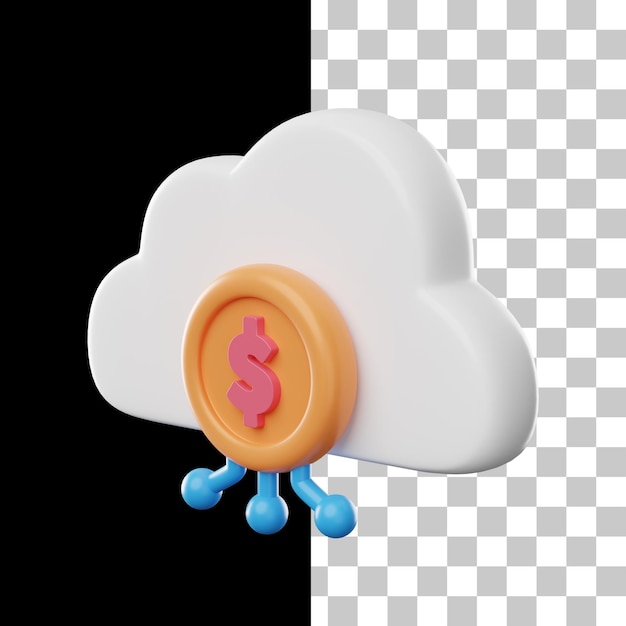 Icono 3d de la nube de dinero