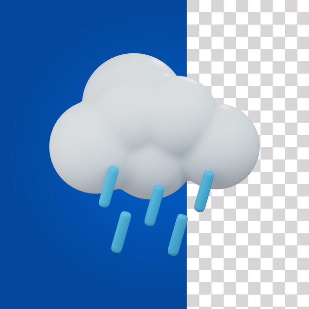 PSD icono 3d de la nube de lluvia