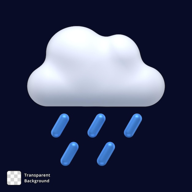 Icono 3d de una nube de lluvia