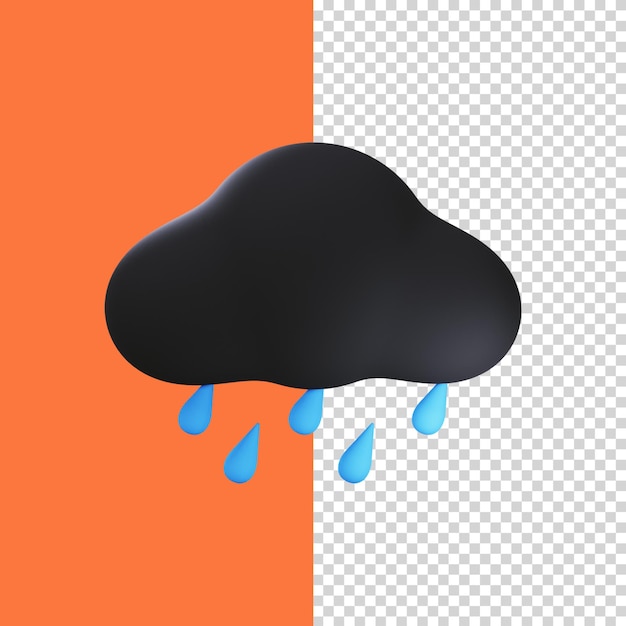 PSD icono 3d nube lluviosa