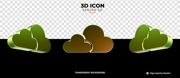 Icono 3D nube oro textura render calidad hign