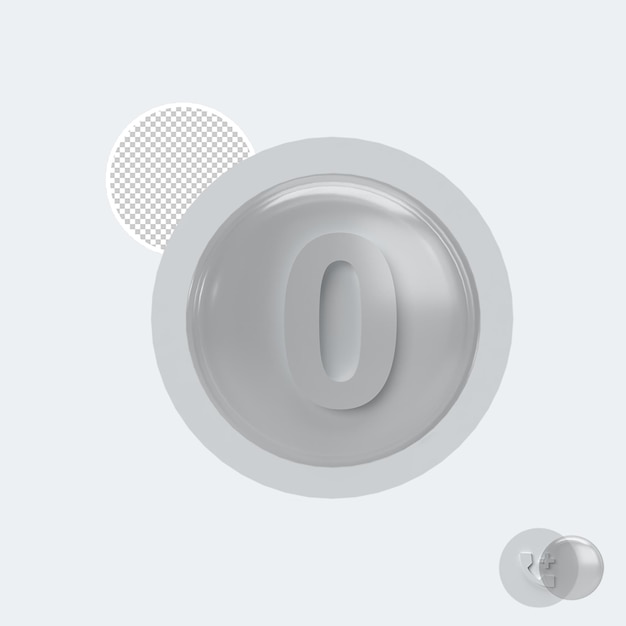 Icono 3d número 0 interfaz de usuario renderizar ilustración