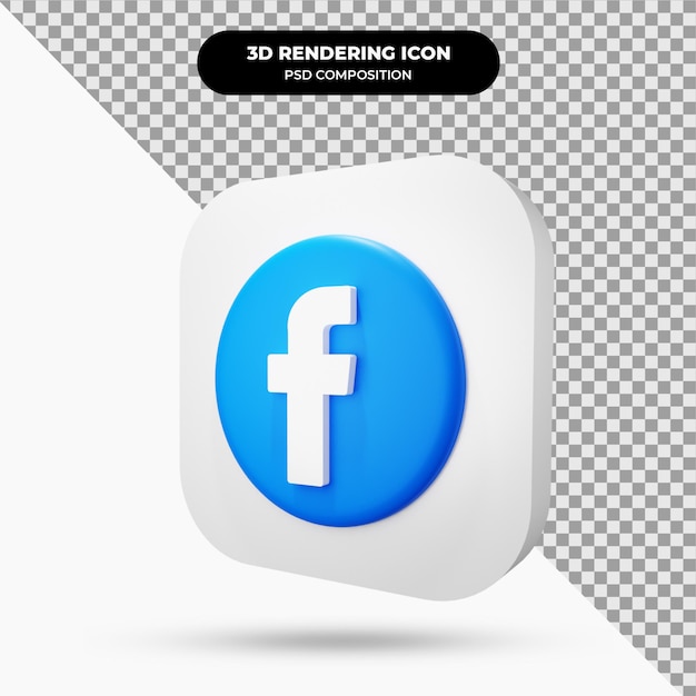 PSD icono 3d de objeto de facebook
