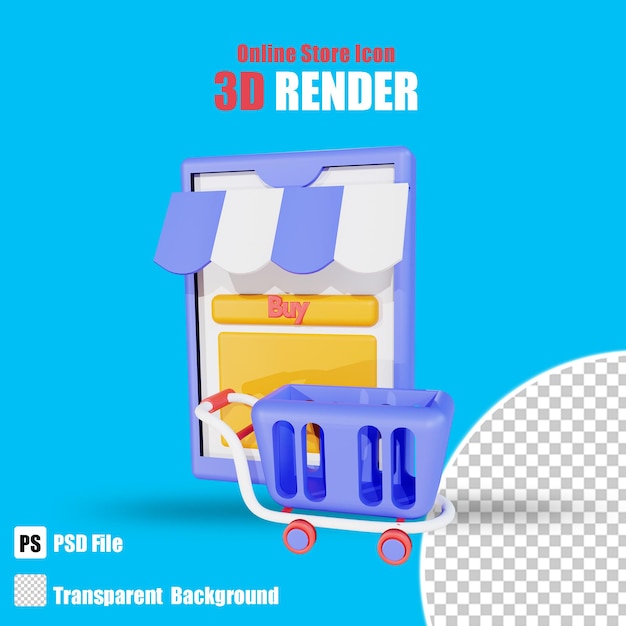 Icono de 3d online store 2 con fondo transparente