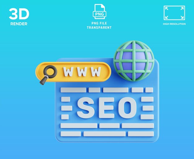 El icono 3D de optimización SEO