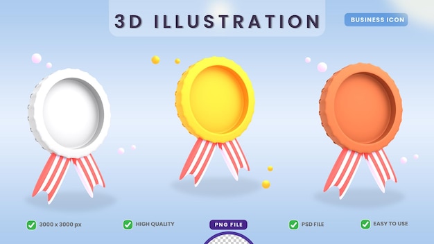 icono 3d oro plata bronce medalla premium psd