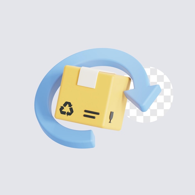 Icono 3D del paquete de devolución