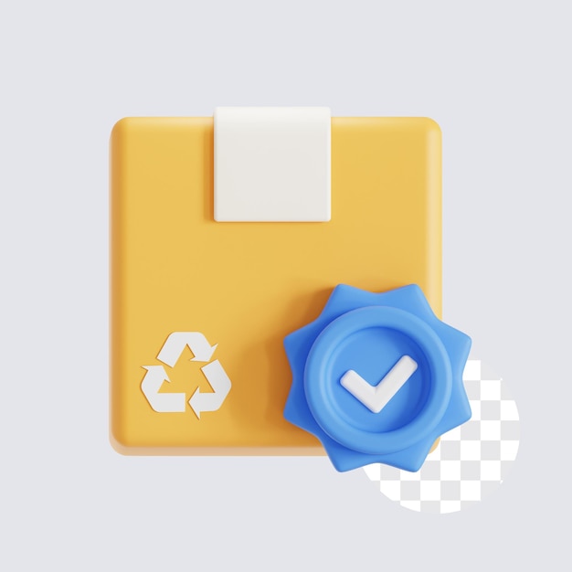 Icono 3D del paquete verificado