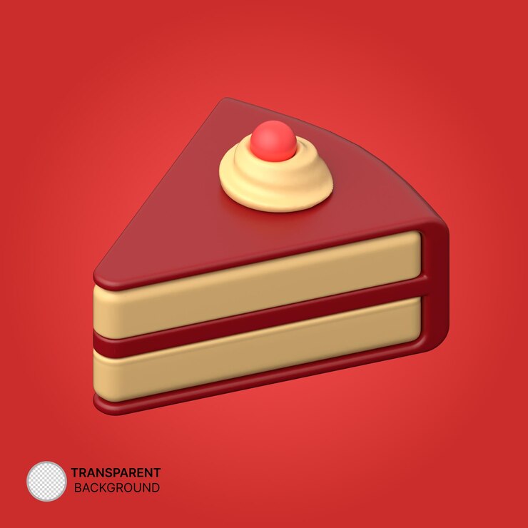PSD icono 3d de pastel de terciopelo rojo en fondo transparente