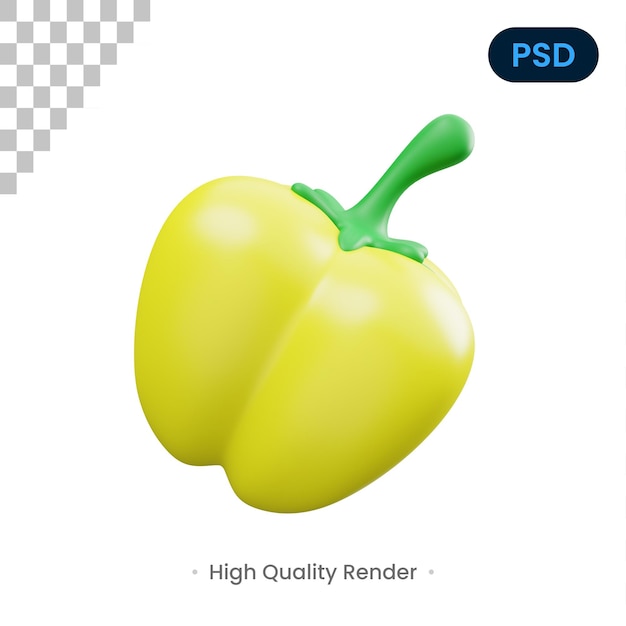 Icono 3d de pimentón amarillo premium psd2