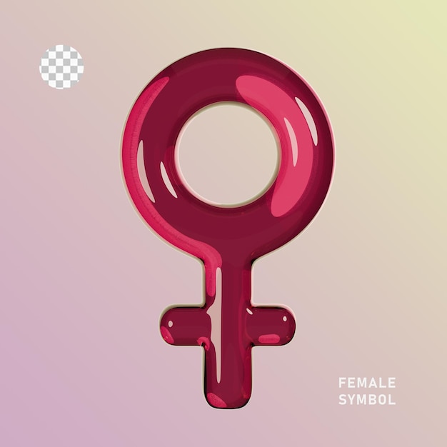 Ícono 3D Plástico rosa Símbolo femenino de alta resolución