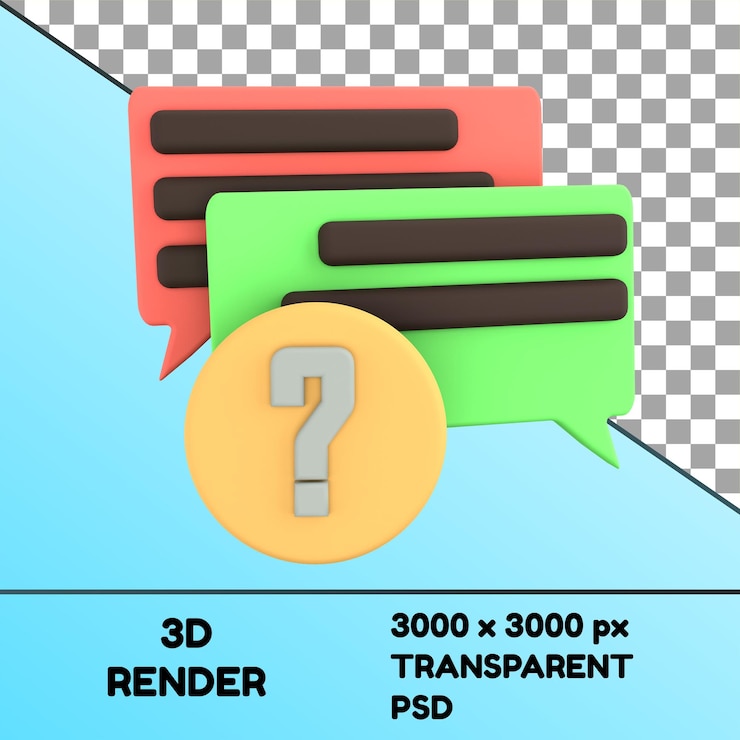 PSD icono 3d de preguntas frecuentes sobre comercio electrónico psd