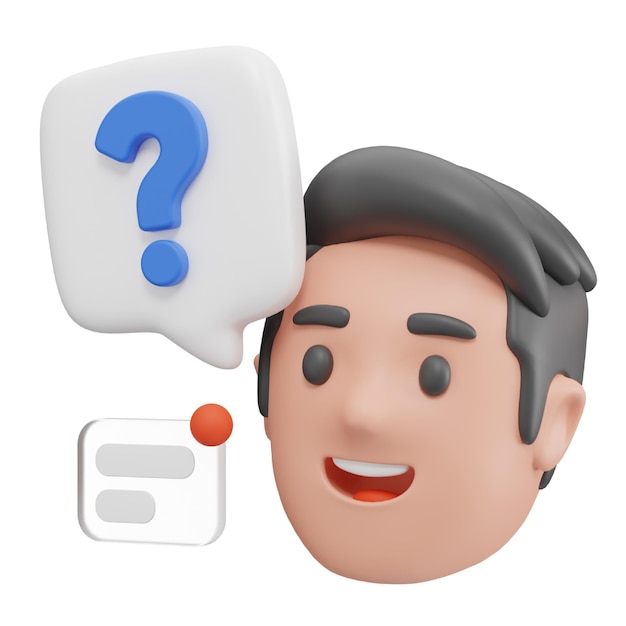 Icono 3D de preguntas y respuestas para diseño gráfico