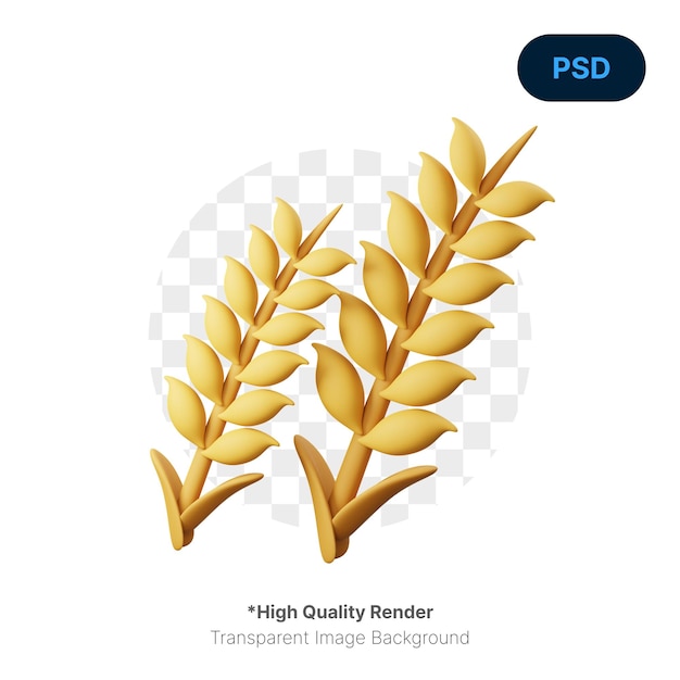 Icono 3d de primavera de trigo psd premium