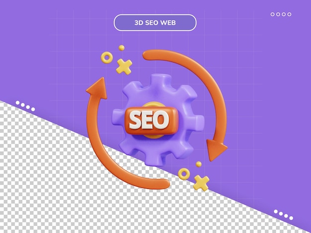 PSD icono 3d del proceso seo