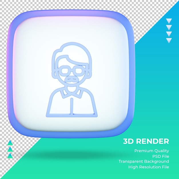 PSD icono 3d profesor universitario signo renderizado vista frontal