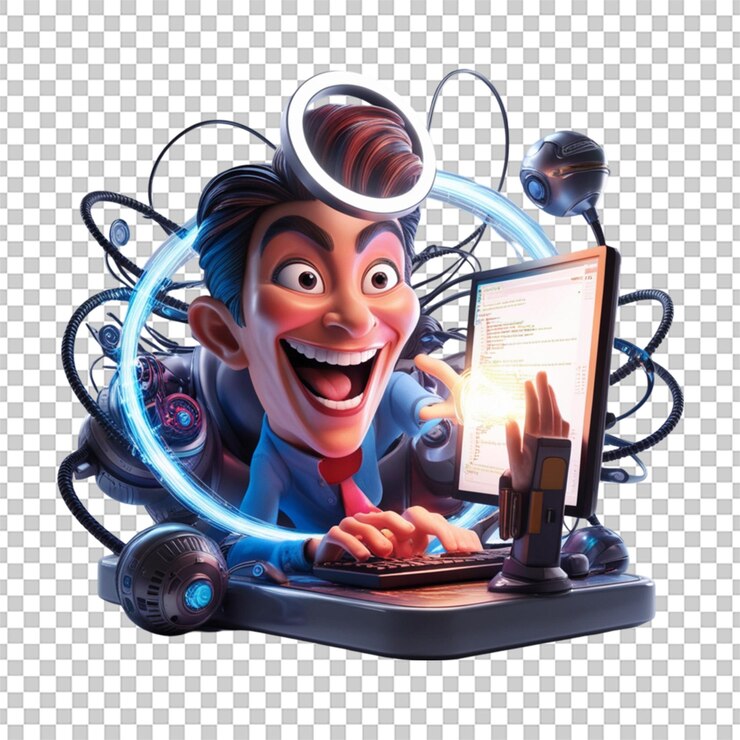 PSD icono 3d de programador de computadoras aislado en un fondo blanco con codificación y experiencia técnica