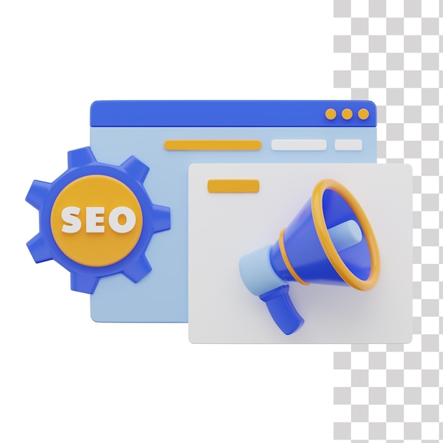 PSD icono 3d de promoción de redes sociales seo