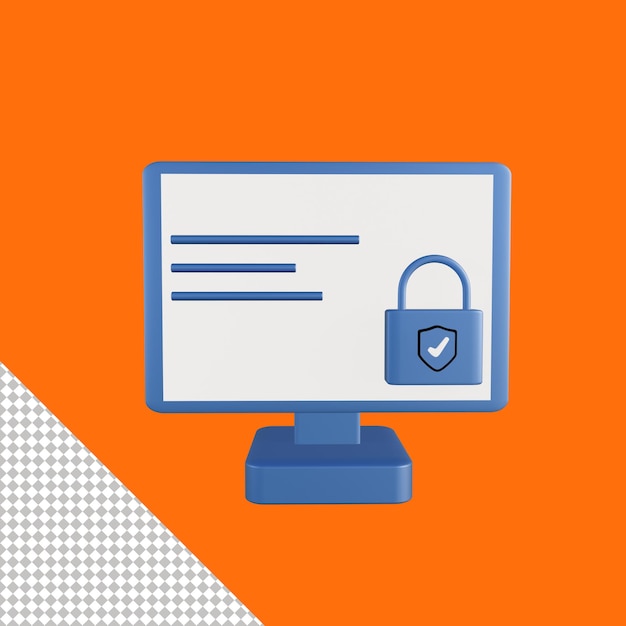 Icono 3D de protección informática