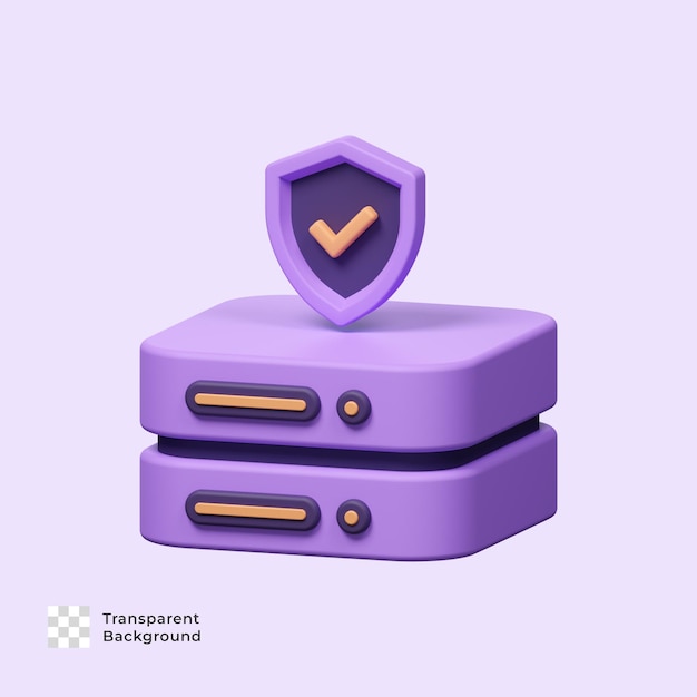Icono 3D de protección del servidor