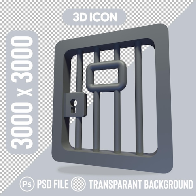 Icono en 3D de una puerta de una prisión