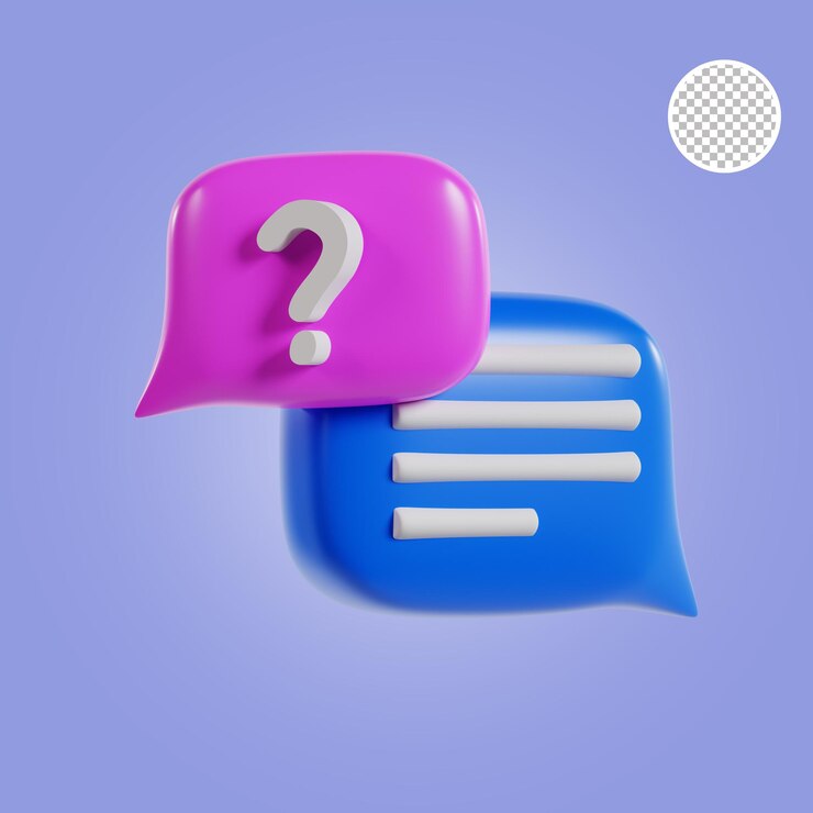PSD icono 3d que representa las preguntas más frecuentes
