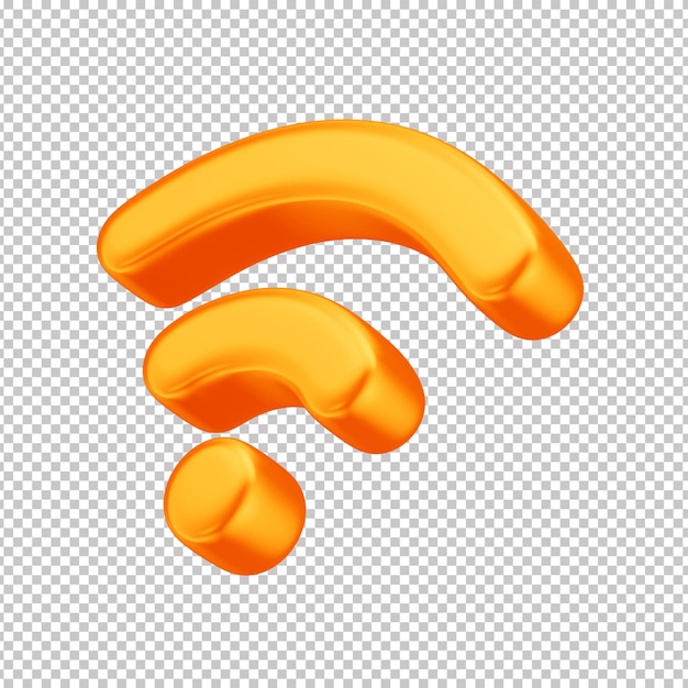 PSD icono 3d que simboliza wifi en color naranja con fondo transparente