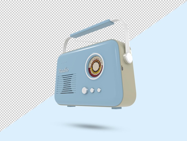 PSD icono 3d de radio antigua símbolo 3d de radio vintage ilustración de radio retro