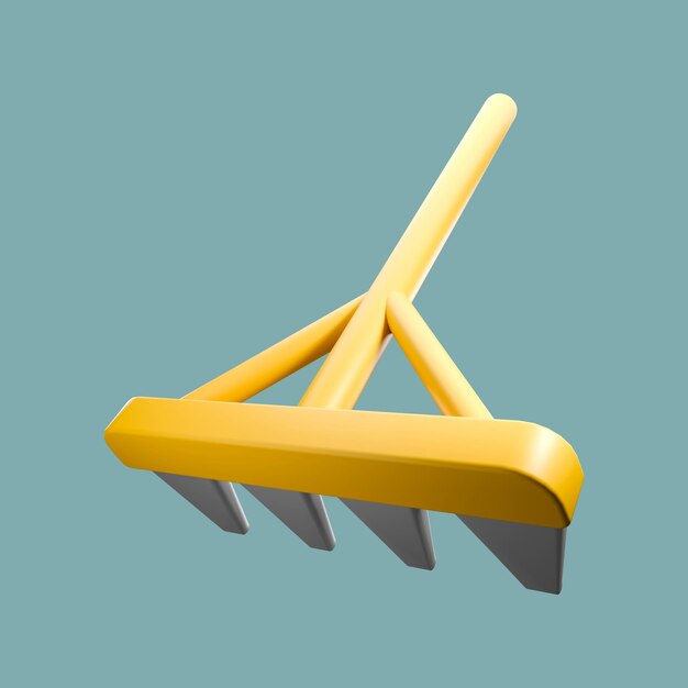 un icono 3D rastrilla con un color amarillo