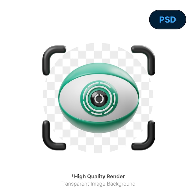 Icono 3d de reconocimiento ocular psd premium