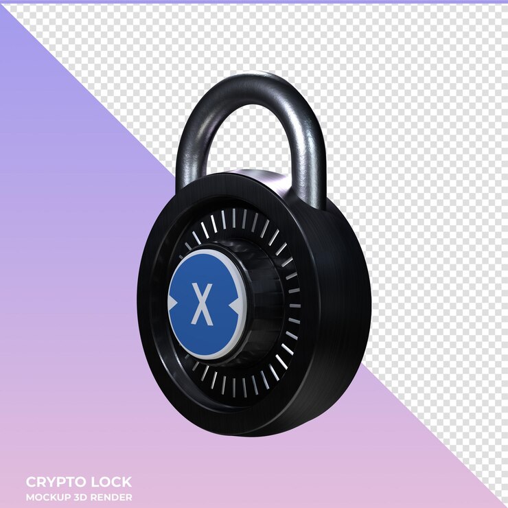PSD el icono 3d de la red xdc de bloqueo criptográfico xdc