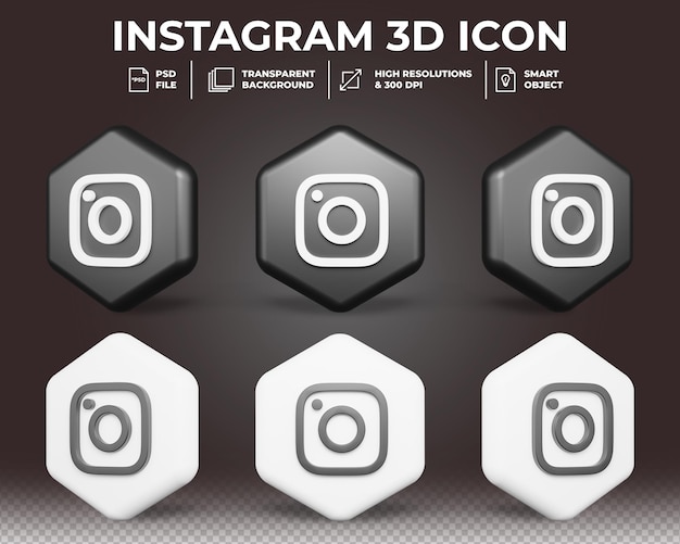 PSD icono 3d de redes sociales de instagram moderno