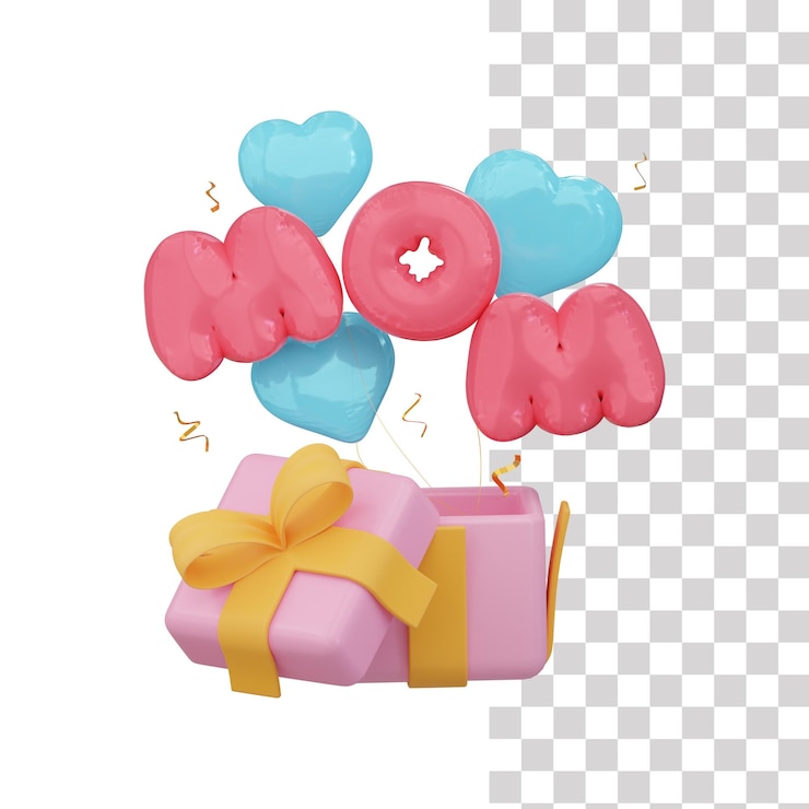 PSD icono 3d de regalo de mamá 1