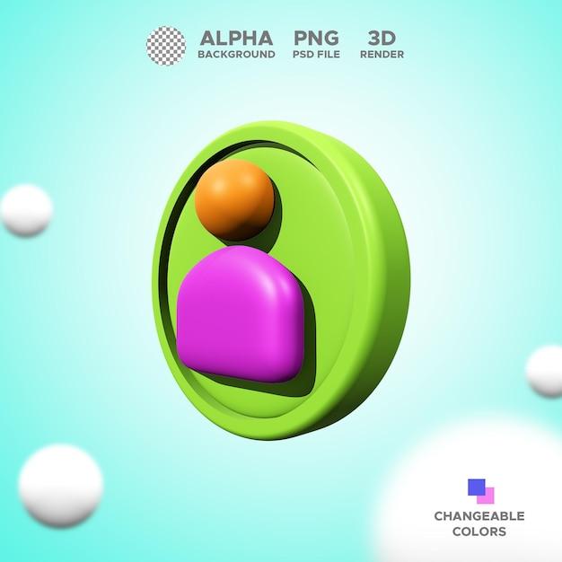 PSD icono 3d render contacto personas para diseño ilustración objeto aislado premium