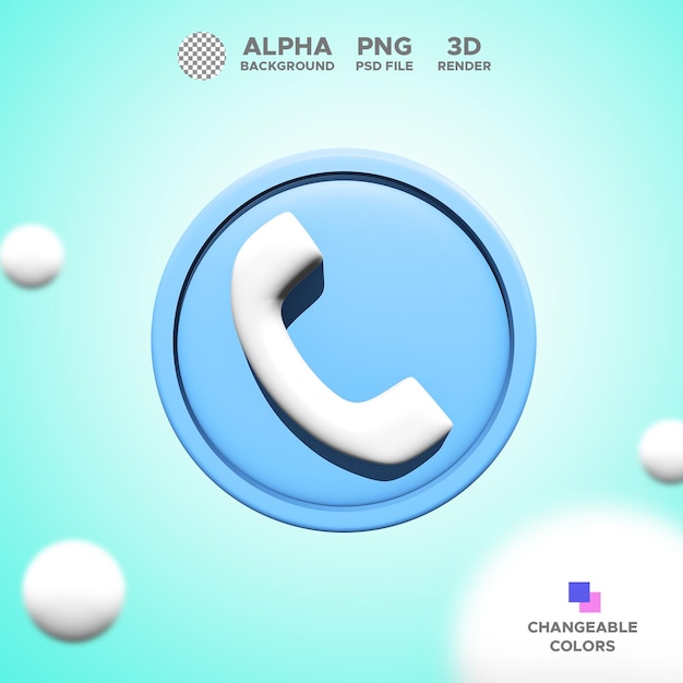 Icono 3d render llamada para diseño ilustración objeto aislado premium psd