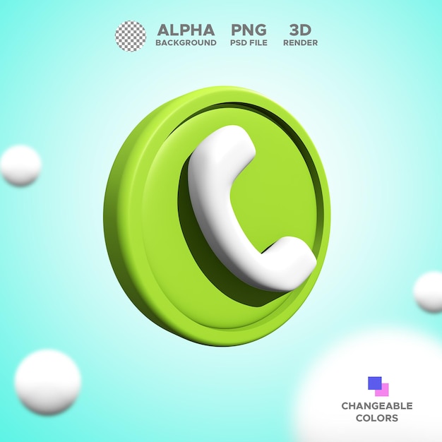 PSD icono 3d render llamada para diseño ilustración objeto aislado premium psd