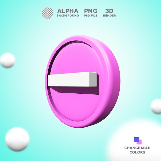 Icono 3d render menos para diseño ilustración objeto aislado premium psd