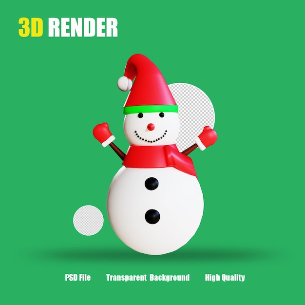 ICONO 3D RENDER MUÑECO DE NIEVE NAVIDAD